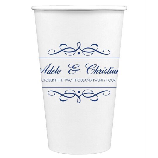 Royal Flourish Framed Names and Text Paper Coffee Cups